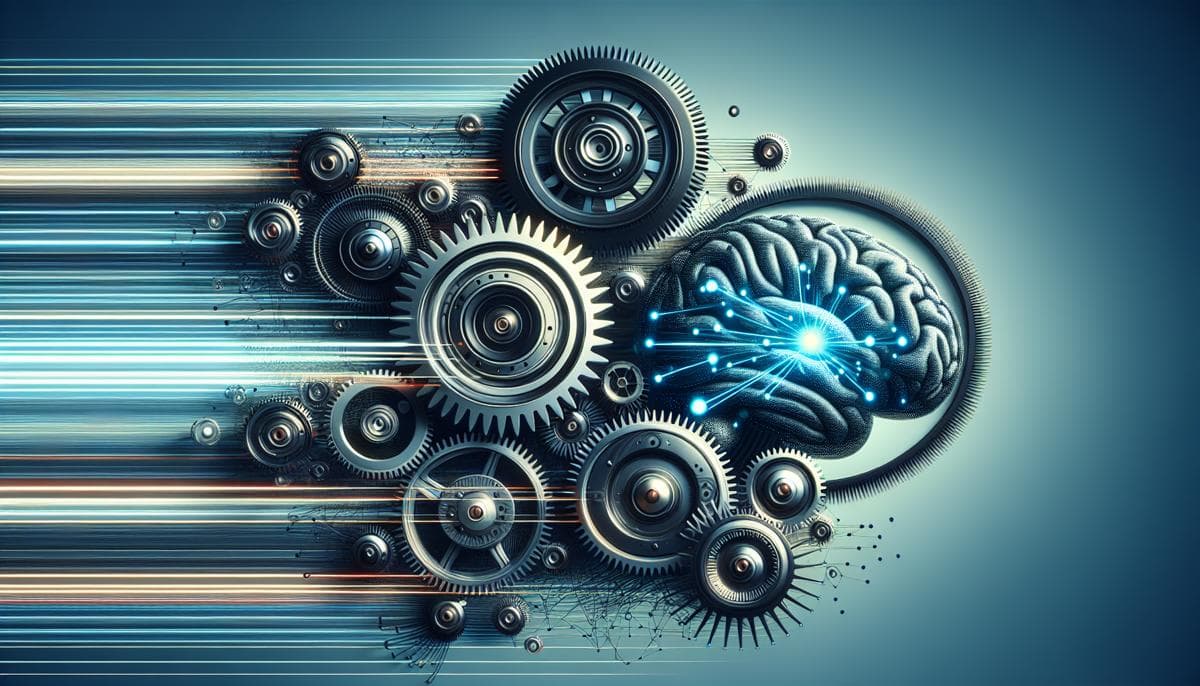 Futuristic digital art for SpecialNeeds.com, visually exploring the connection between mental and physical well-being for job success.